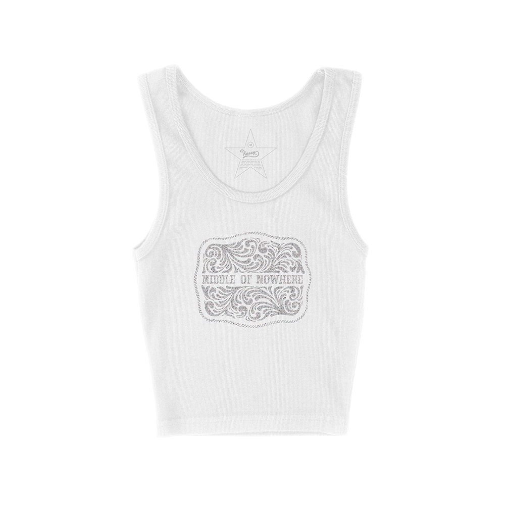 Kacey Musgraves - Bedazzled Buckle Tank (White)